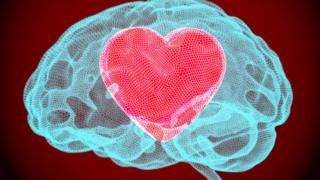 Imagen de un cerebro con un corazón dentro