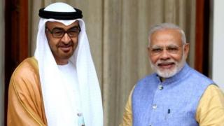 नरेंद्र मोदी आणि शेख अब्दुल्लाह बिन जायद अल नाहयान