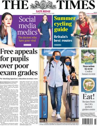 The Times front page 15 August 2021