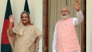 નરેન્દ્ર મોદ સાથે શેખ હસીના