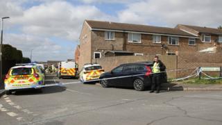 Police cars at the scene