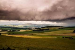 Storm cloud over Angus countryside