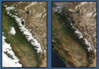 Спутниковые снимки горного хребта Сьерра-Невада