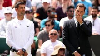 Novak Djokovic is joined by Roger Federer for a celebration of 100 years of Wimbledon's Centre Court.