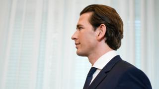 Austrian Chancellor Sebastian Kurz, seen in profile