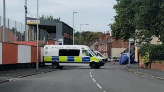 Police at the scene in Bilston