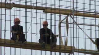 Trabalhadores norte-coreanos em obra na Polônia