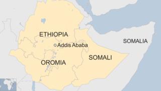 የሶማሌና የኦሮሚያ ክልሎችን ድንበር የሚያሳይ ካርታ