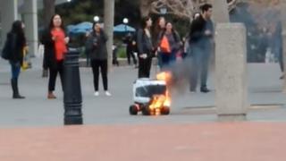 A burning robot