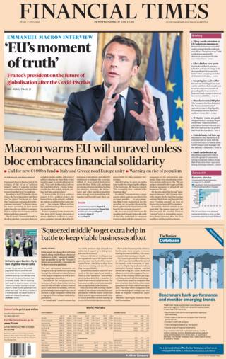 Financial Times front page, 17/4/20
