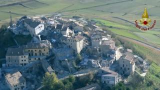 Norcia'nın tepeden görüntüsü