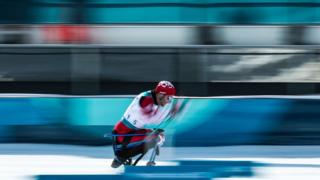 Sebastien Fortier of Canada competes in the Men's Cross Country 15km Sitting event