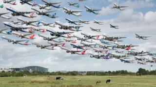 Montagem de fotos de aviões