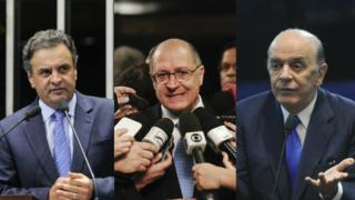 Os senadores Aécio Neves e José Serra e o governador Geraldo Alckmin