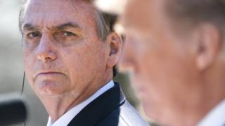 Bolsonaro y Trump durante visita del presidente de Brasil a la Casa Branca el 19 de marzo de 2019.