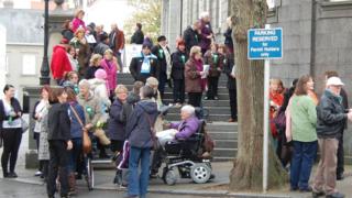 Campaigners outside Guernsey's Royal Court building