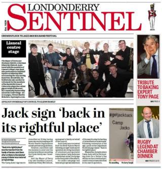 Front page of the Londonderry Sentinel