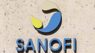 Sanofi logo at HQ in Paris, image file