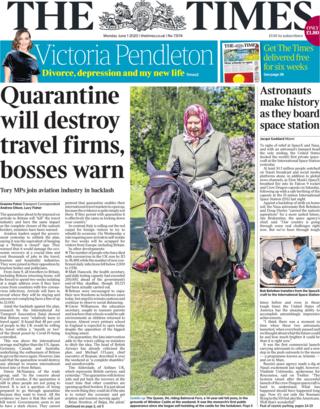 The Times front page 1 June