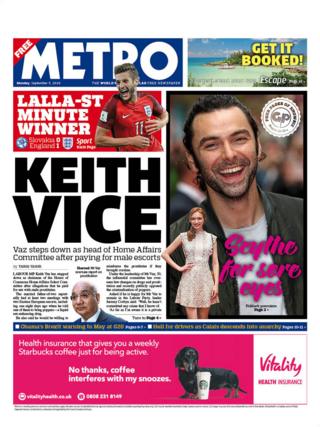 Metro front page