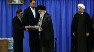 آیت الله خامنه ای، حسن روحانی و محمود احمدی نژاد