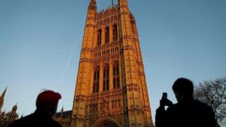 Tourists outside the Houses of Parliament