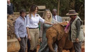 Mke wa Rais wa Marekani, Melania pamoja na mke wa rais wa Kenya Magret Kenyatta