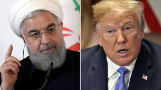 A composite image showing Donald Trump and Hassan Rouhani