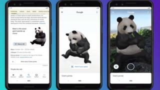 google ar screens with pandas on them