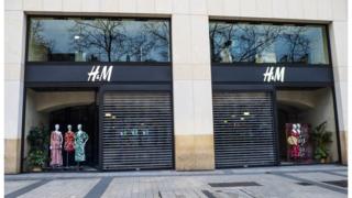 General view of the closed H&M store, at Avenue des Champs Elysees, in the 8th quarter of Paris, as the city imposes emergency measures to combat the Covid-19 outbreak, on 16 March 2020 in Paris, France.