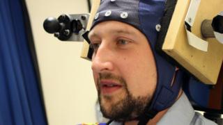 Man having brain stimulated