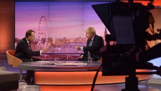 Boris Johnson being interviewed by the BBC's Andrew Marr