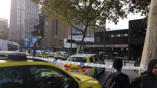Crime scene outside Stratford Shopping Centre.