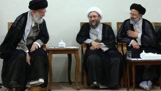 آیت الله خامنه ای، صادق لاریجانی و ابراهیم رئیسی