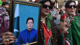 Supporters of Imran Khan during an election campaign