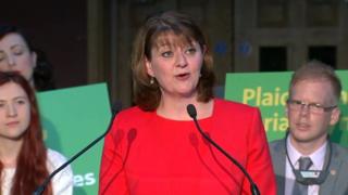 Leanne Wood yn lansiad maniffesto Plaid