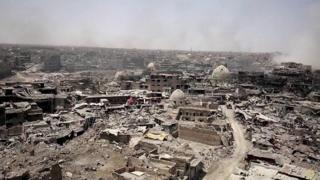 drone shot of Mosul in Irak