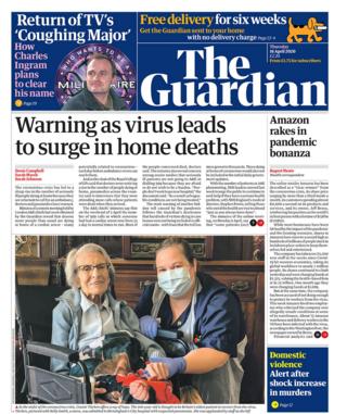 Front page of the Guardian