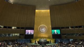 Assembleia Geral da ONU durante discurso de Temer