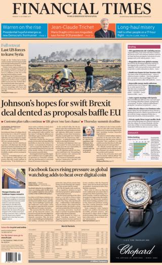 Front page of the Financial Times on 14 October 2019