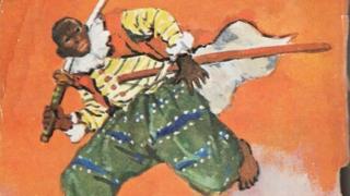 Yasuke représenté dans un livre pour enfants japonais par Kurusu Yoshio.