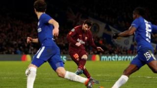 Lionel Messi lokacin da ya farke wa Barcelona