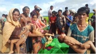 পালিয়ে আসা একটি রোহিঙ্গা পরিবার