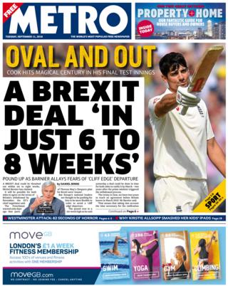 Newspaper Headlines: EU Optimism Of Brexit Deal 'in Weeks' - BBC News