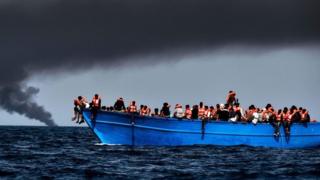 A migrant vessel off Libya (file image)