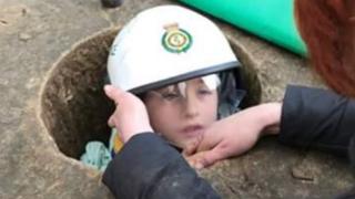 The boy while stuck