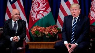 Afganistan Cumhurbaşkanı Eşref Gani ve ABD Başkanı Donald Trump