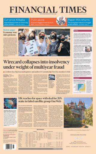 Die Titelseite der Financial Times 26.06.20