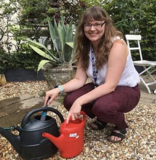 Sam Little gardening