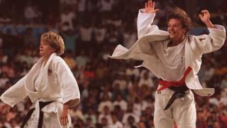 Blasco y Fairbrother durante la final de Barcelona 92.